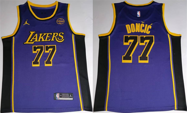 Men's Los Angeles Lakers #77 Luka Dončić Puple 2025 Stitched Basketball Jersey Men's Los Angeles Lakers #77 Luka Dončić Puple 2025 Stitched Basketball Jersey