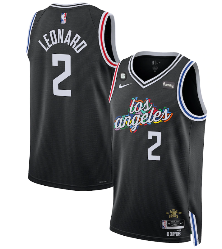 Men's Los Angeles Clippers #2 Kawhi Leonard Black 2022/23 City Edition With NO.6 Patch Stitched Jersey Men's Los Angeles Clippers #2 Kawhi Leonard Black 2022/23 City Edition With NO.6 Patch Stitched Jersey