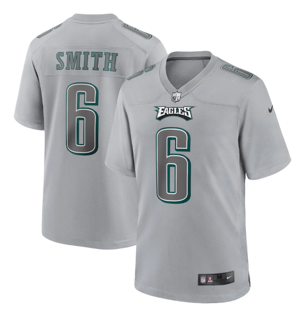 Women's Philadelphia Eagles #6 DeVonta Smith Grey Atmosphere Fashion Stitched Game Jersey(Run Small)