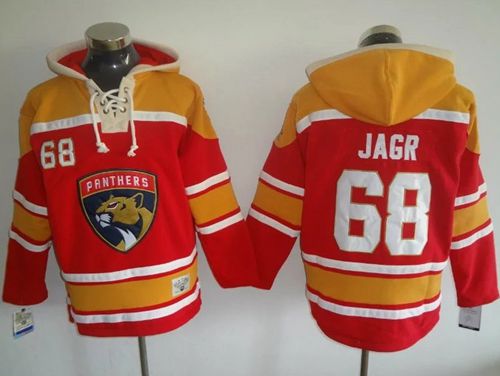 Panthers Red/Gold #68 Jaromir Jagr Sawyer Hooded Sweatshirt Stitched NHL Jersey