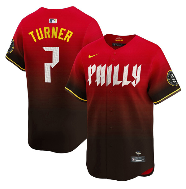 Youth Philadelphia Phillies #7 Trea Turner Red 2024 City Connect Limited Stitched Baseball Jersey Youth Philadelphia Phillies #7 Trea Turner Red 2024 City Connect Limited Stitched Baseball Jersey