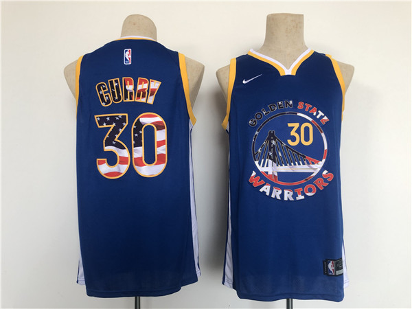 Men's Golden State Warriors #30 Stephen Curry Blue UBA Flag Stitched Jersey