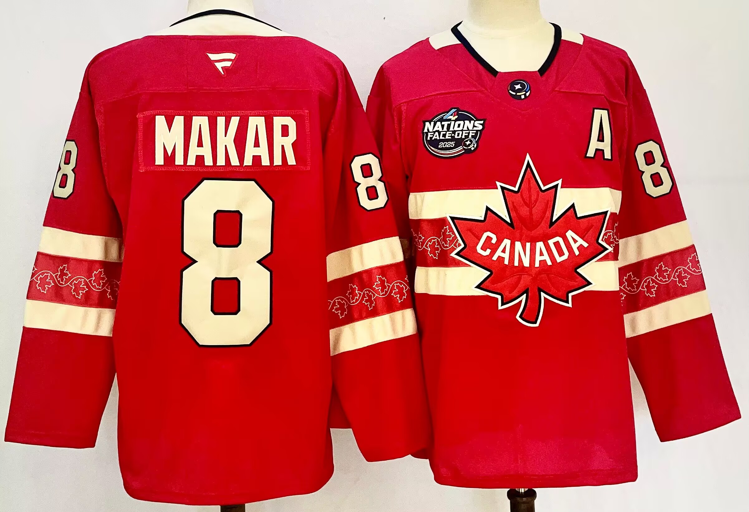 Men's Canada #8 Cale Makar Red 2025 4 Nations Face-Off Premium Stitched Jersey Men's Canada #8 Cale Makar Red 2025 4 Nations Face-Off Premium Stitched Jersey