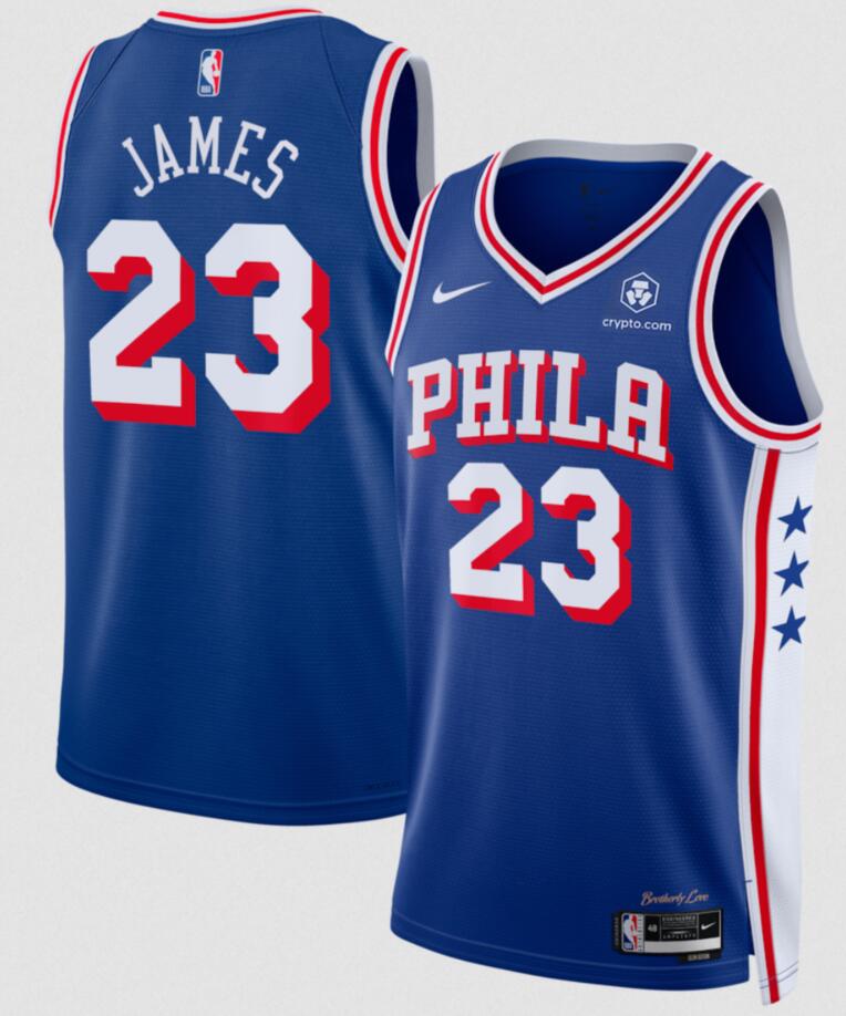 Men's Philadelphia 76ers #23 LeBron James Royal 2026 Icon Edition With Patch Stitched Jersey