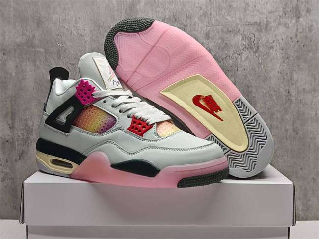 Women's Running weapon Jordan 4 White/Pink Shoes 076