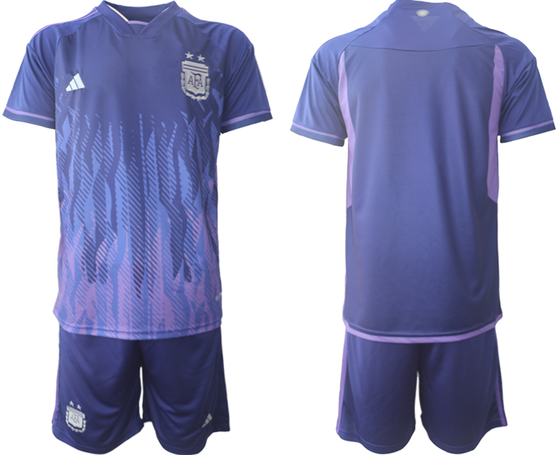 Men's Argentina Blank Purple 2022 FIFA World Cup Away Soccer Jersey Suit Men's Argentina Blank Purple 2022 FIFA World Cup Away Soccer Jersey Suit