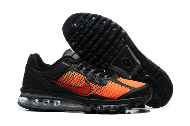 Men's Hot sale Running weapon Air Max 2013 Black/Orange Shoes 009