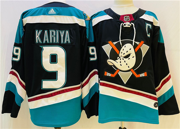 Men's Anaheim Ducks #9 Paul KariyaBlack/Teal Stitched Jersey Men's Anaheim Ducks #9 Paul KariyaBlack/Teal Stitched Jersey