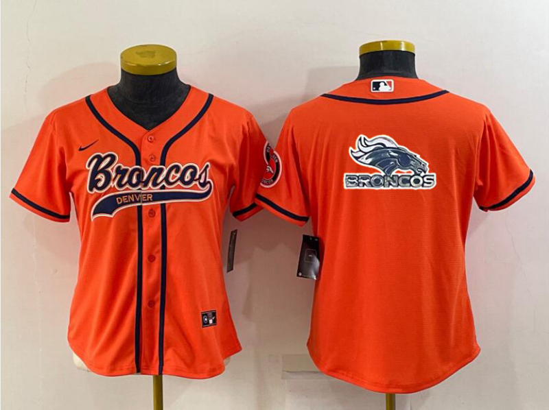 Women's Denver Broncos Blank Orange With Patch Cool Base Stitched Baseball Jersey(Run Small) Women's Denver Broncos Blank Orange With Patch Cool Base Stitched Baseball Jersey(Run Small)