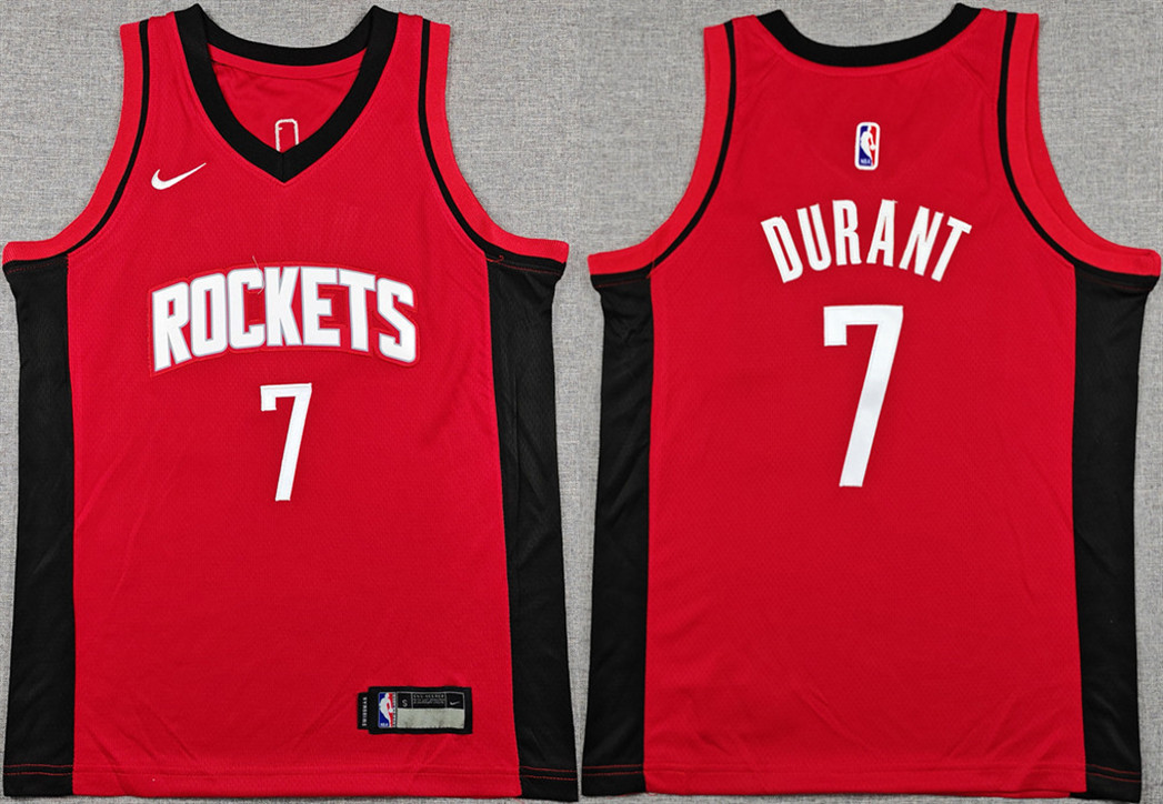 Youth Houston Rockets #7 Kevin Durant Red Icon Edition Stitched Jersey