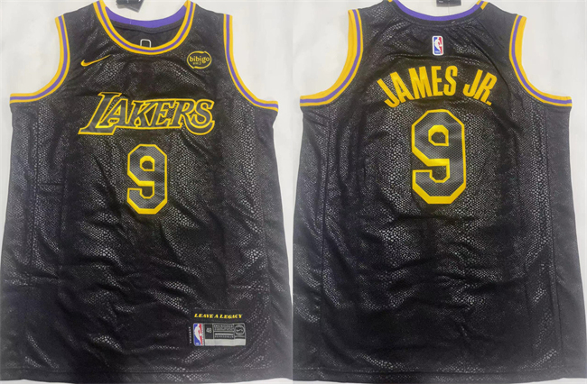 Men's Los Angeles Lakers #9 Bronny James Jr. Black 2024 Draft Stitched Basketball Jersey Men's Los Angeles Lakers #9 Bronny James Jr. Black 2024 Draft Stitched Basketball Jersey