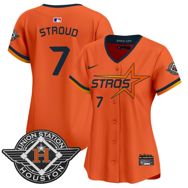 Women's Houston Astros #7 C.J. Stroud Orange 2025 City Connect Limited Stitched Baseball Jersey(Run Small) Women's Houston Astros #7 C.J. Stroud Orange 2025 City Connect Limited Stitched Baseball Jersey(Run Small)