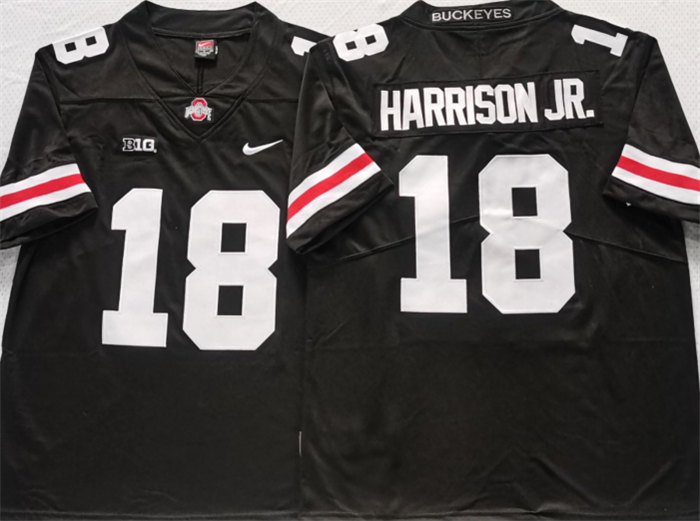 Men's Ohio State Buckeyes #18 Harrinson jr Black/White Stitched Jersey