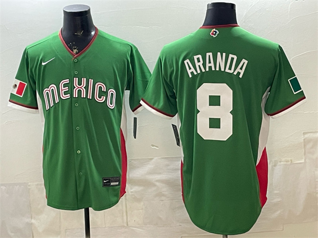 Men's Mexico Baseball #8 Jonathan Aranda Green 2026 World Baseball Classic Stadium Stitched Jersey Men's Mexico Baseball #8 Jonathan Aranda Green 2026 World Baseball Classic Stadium Stitched Jersey