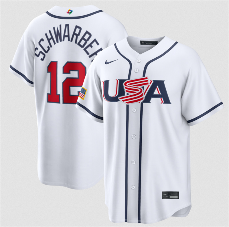 Youth USA Baseball #12 Kyle Schwarber White 2026 World Baseball Classic Home Stadium Stitched Jersey Youth USA Baseball #12 Kyle Schwarber White 2026 World Baseball Classic Home Stadium Stitched Jersey