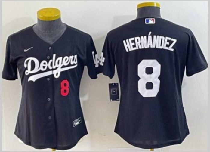 Women's Los Angeles Dodgers #8 Enrique Hernández Black Limited Stitched Baseball Jersey(Run Small)