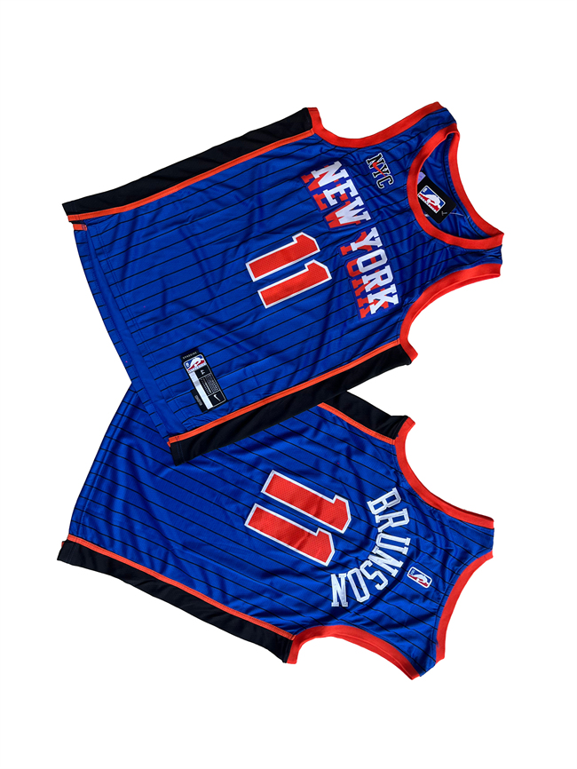 Men's New Yok Knicks #11 Jalen Brunson Blue City Edition Stitched Basketball Jersey