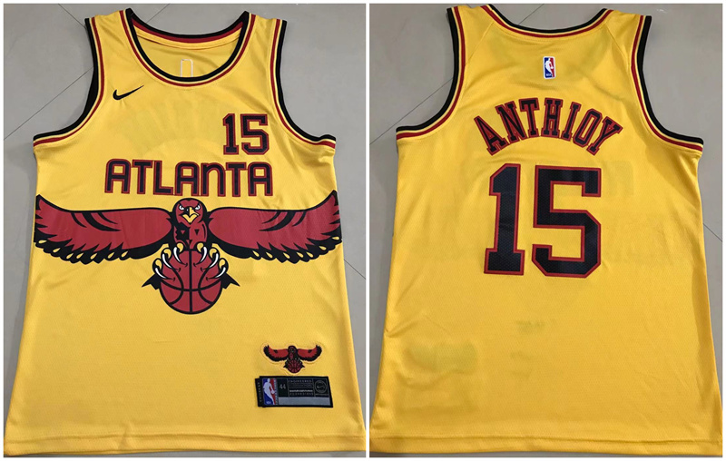 Men's Atlanta Hawks #15 Clint Capela 2021/22 Yellow City Edition Stitched Jersey