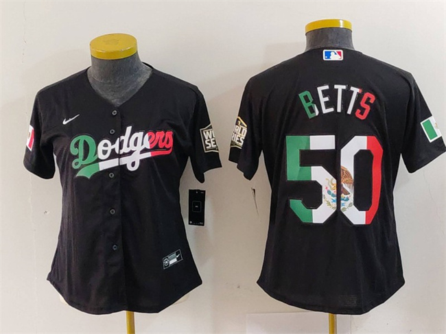 Youth Los Angeles Dodgers #50 Mookie Betts Black Mexico Stitched Baseball Jersey Youth Los Angeles Dodgers #50 Mookie Betts Black Mexico Stitched Baseball Jersey