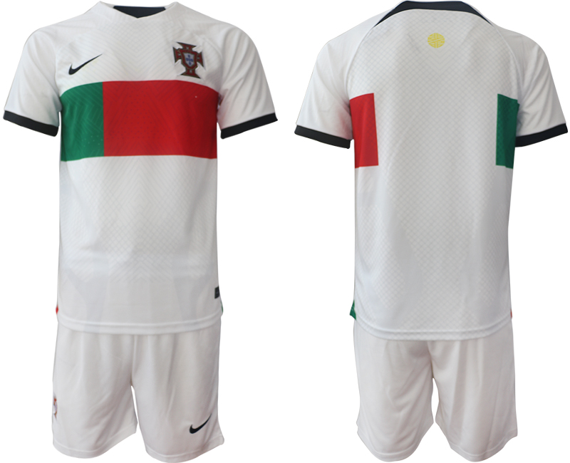Men's Portugal Blank White Away Soccer Jersey Suit Men's Portugal Blank White Away Soccer Jersey Suit