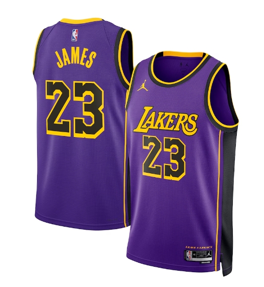 Men's Los Angeles Lakers #23 Lebron James Purple 2024 Statement Edition Stitched Basketball Jersey Men's Los Angeles Lakers #23 Lebron James Purple 2024 Statement Edition Stitched Basketball Jersey