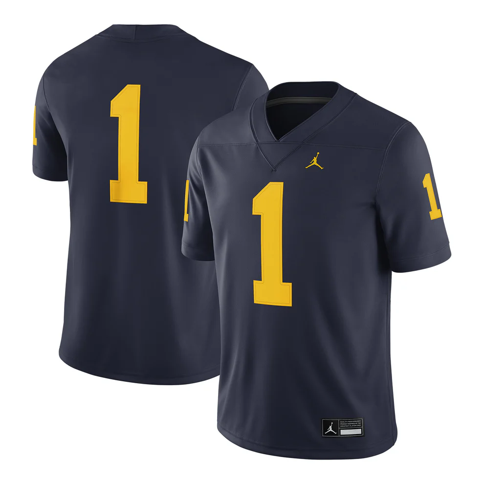 Men's Michigan Wolverines #1 Jordan Brand Navy Stitched Jersey