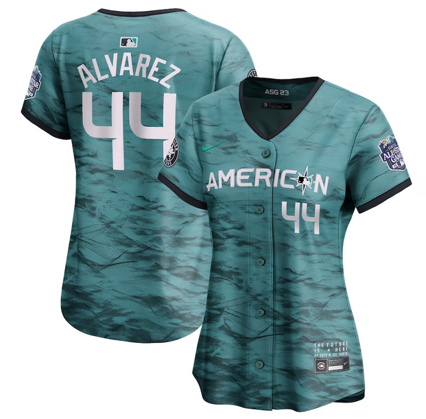 Women's Houston Astros #44 Yordan Alvarez Teal 2023 All-star Stitched Baseball Jersey(Run Small) Women's Houston Astros #44 Yordan Alvarez Teal 2023 All-star Stitched Baseball Jersey(Run Small)