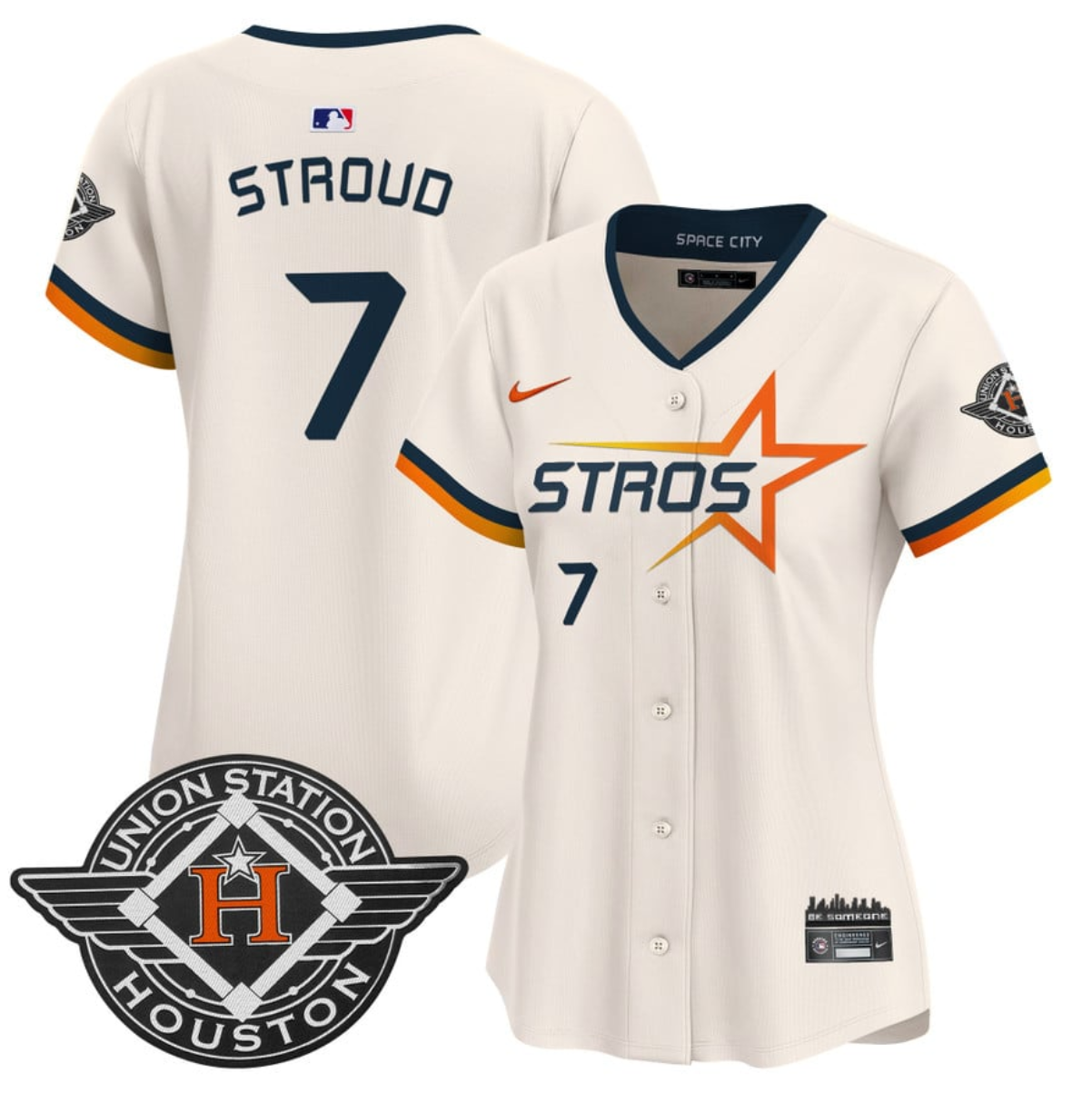 Women's Houston Astros #7 C.J. Stroud Cream 2025 City Connect Limited Stitched Baseball Jersey(Run Small) Women's Houston Astros #7 C.J. Stroud Cream 2025 City Connect Limited Stitched Baseball Jersey(Run Small)
