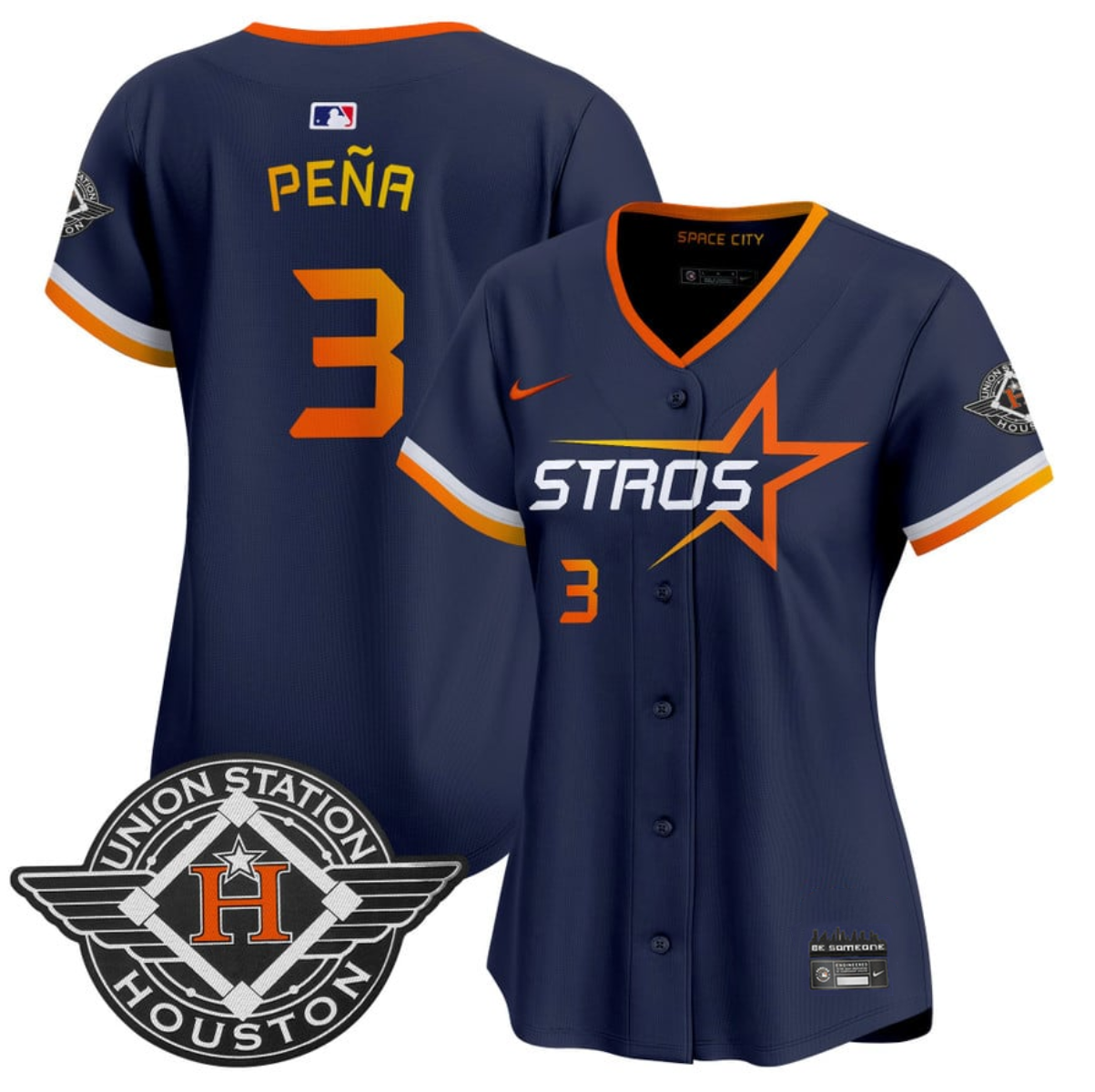 Women's Houston Astros #3 Jeremy Peña Navy 2025 City Connect Limited Stitched Baseball Jersey(Run Small)