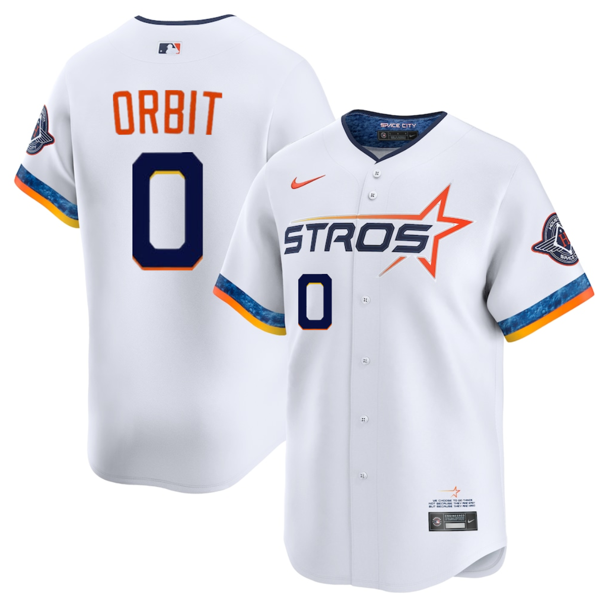 Men's Houston Astros #0 Orbit White 2025 City Connect Limited Stitched Baseball Jersey Men's Houston Astros #0 Orbit White 2025 City Connect Limited Stitched Baseball Jersey