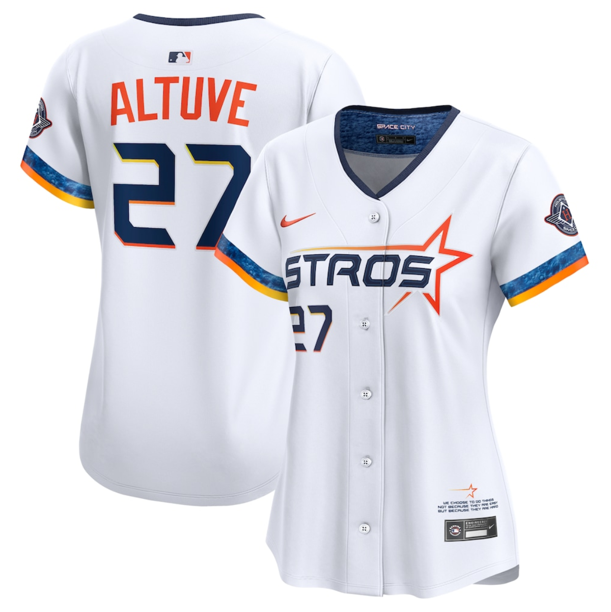 Women's Houston Astros #27 Jose Altuve White 2025 City Connect Limited Stitched Baseball Jersey(Run Small) Women's Houston Astros #27 Jose Altuve White 2025 City Connect Limited Stitched Baseball Jersey(Run Small)