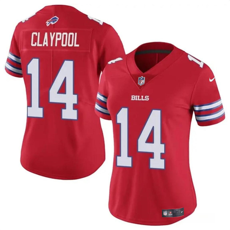 Women's Buffalo Bills #14 Chase Claypool Red Vapor Stitched Football Jersey(Run Small)