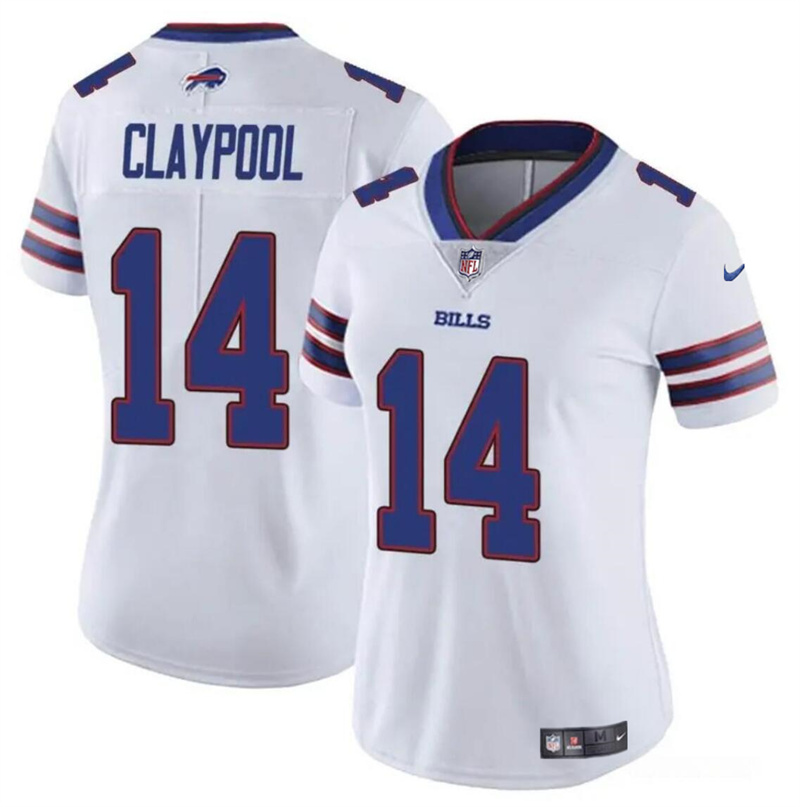 Women's Buffalo Bills #14 Chase Claypool White Vapor Stitched Football Jersey(Run Small)