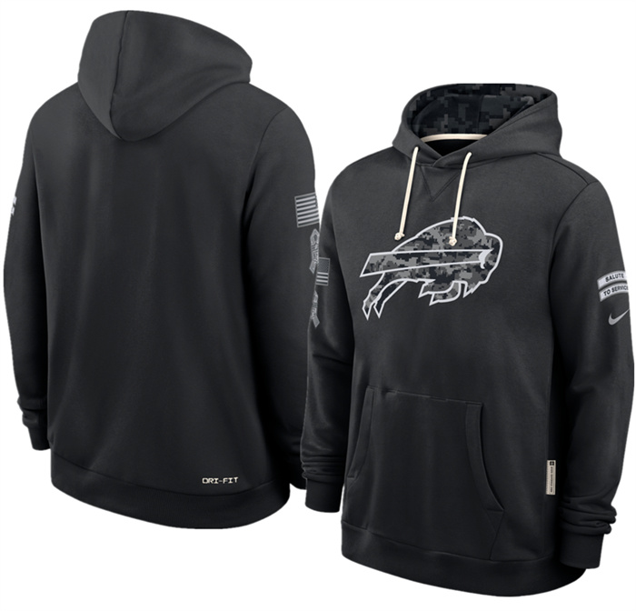 Men's Buffalo Bills Black 2026 Salute to Service Sideline Dri-FIT Pullover Hoodie