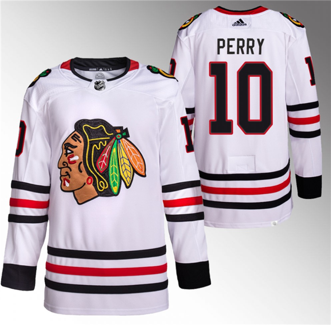 Men's Chicago Blackhawks #10 Corey Perry White Stitched Hockey Jersey