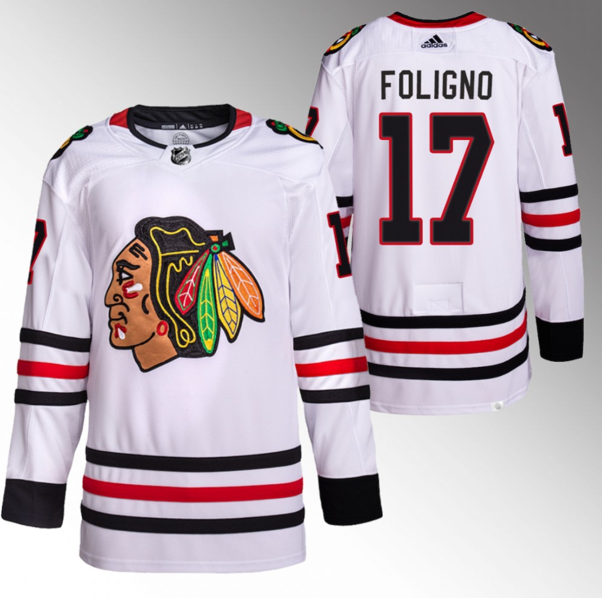 Men's Chicago Blackhawks #17 Nick Foligno White Stitched Hockey Jersey Men's Chicago Blackhawks #17 Nick Foligno White Stitched Hockey Jersey