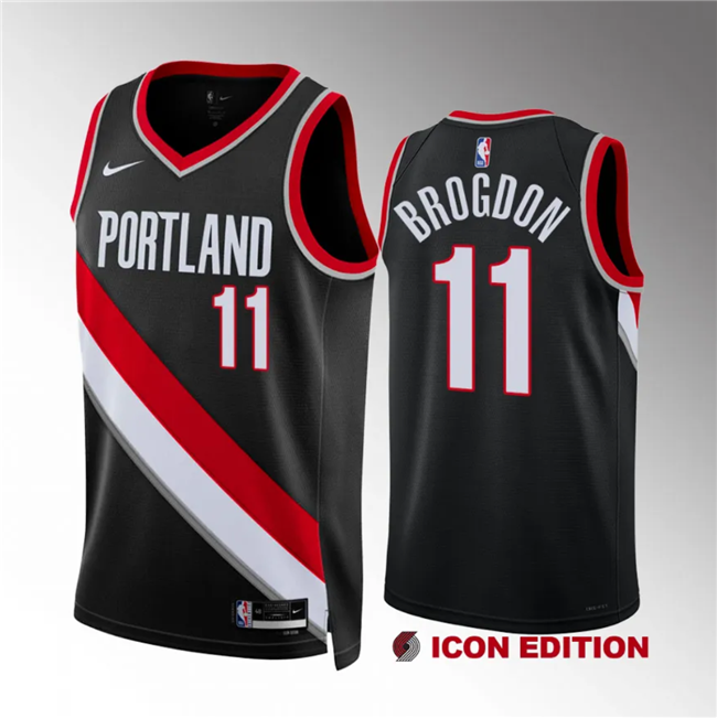 Men's Portland Trail Blazers #11 Malcolm Brogdon Black Icon Edition Stitched Basketball Jersey Men's Portland Trail Blazers #11 Malcolm Brogdon Black Icon Edition Stitched Basketball Jersey