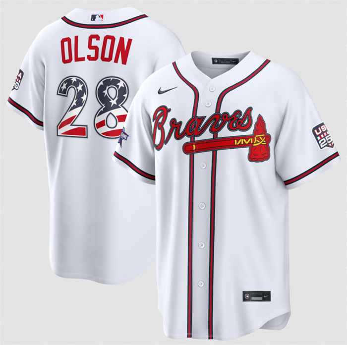 Men's Atlanta Braves #28 Matt Olson White 2026 All-Star Edition Stars & Stripes Stadium Pick-A-Player Stitched Baseball Jersey Men's Atlanta Braves #28 Matt Olson White 2026 All-Star Edition Stars & Stripes Stadium Pick-A-Player Stitched Baseball Jersey