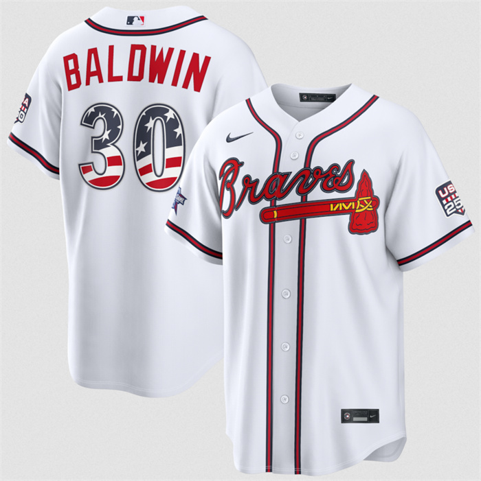Men's Atlanta Braves #30 Drake Baldwin White 2026 All-Star Edition Stars & Stripes Stadium Pick-A-Player Stitched Baseball Jersey
