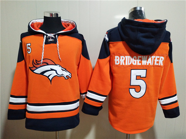 Men's Denver Broncos #5 Teddy Bridgewater Orange Ageless Must-Have Lace-Up Pullover Men's Denver Broncos #5 Teddy Bridgewater Orange Ageless Must-Have Lace-Up Pullover