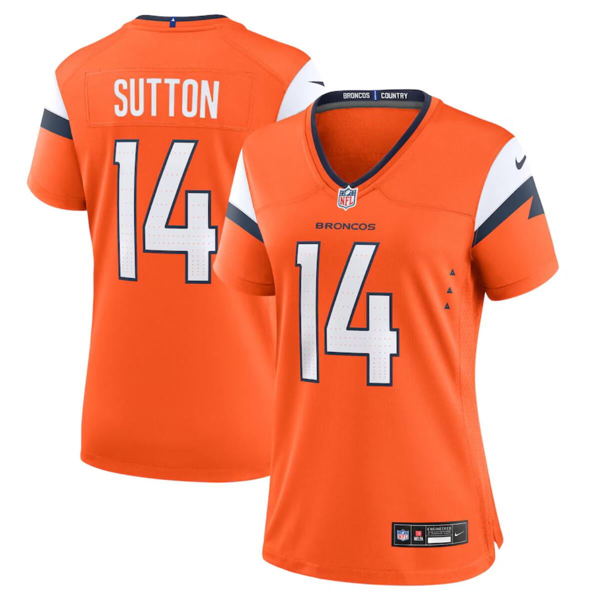 Women's Denver Broncos #14 Courtland Sutton Orange 2024 Stitched Jersey(Run Small) Women's Denver Broncos #14 Courtland Sutton Orange 2024 Stitched Jersey(Run Small)