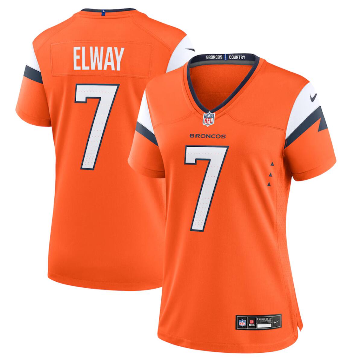 Women's Denver Broncos #7 John Elway Orange 2024 Stitched Jersey(Run Small)