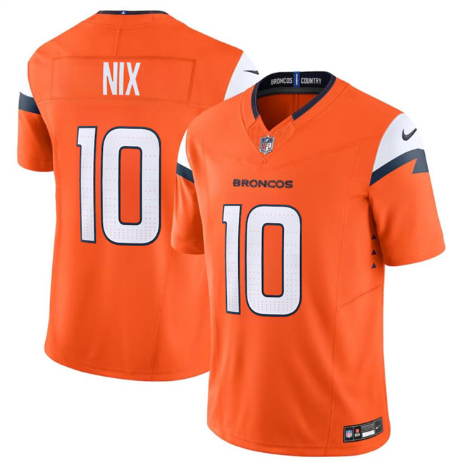 Youth Denver Broncos #10 Bo Nix Orange 2024 Draft F.U.S.E Vapor Untouchable Limited Stitched Jersey