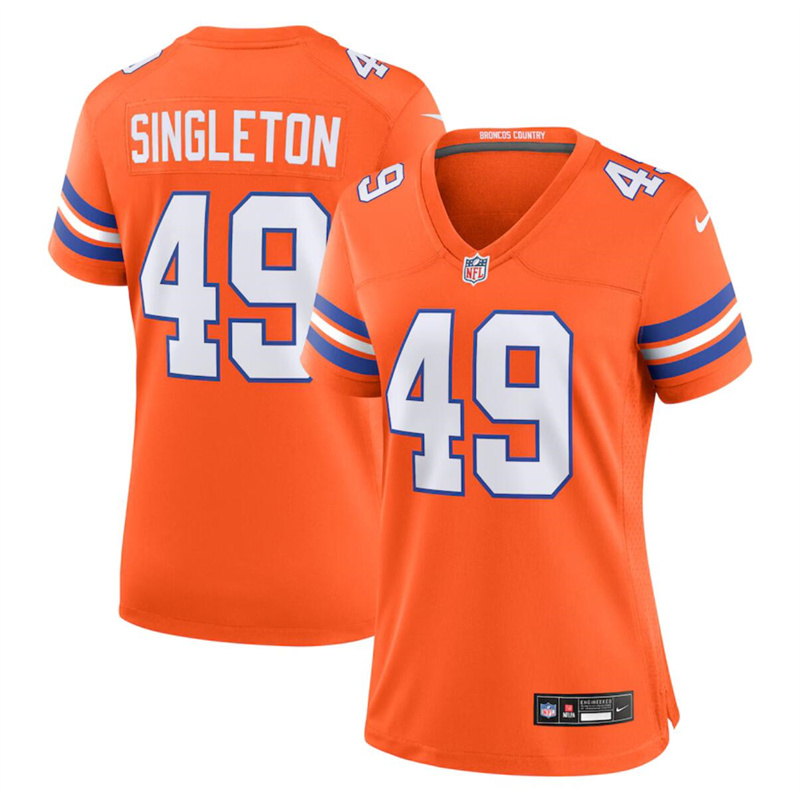 Women's Denver Broncos #49 Alex Singleton Orange Mile High Collection 1977 Throwback Stitched Jersey(Run Small) Women's Denver Broncos #49 Alex Singleton Orange Mile High Collection 1977 Throwback Stitched Jersey(Run Small)