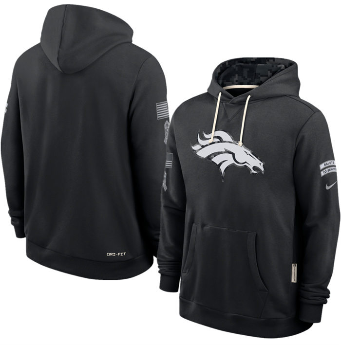 Men's Denver Broncos Black 2026 Salute to Service Sideline Dri-FIT Pullover Hoodie