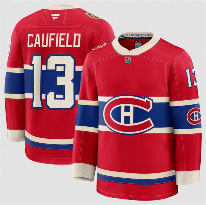 Men's Montreal Canadiens #13 Cole Caufield Red 2026 Stitched Jersey