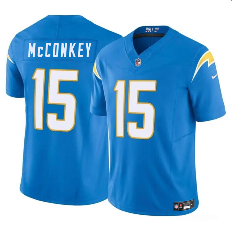 Youth Los Angeles Chargers #15 Ladd McConkey Light Blue 2024 Draft F.U.S.E Vapor Limited Stitched Football Jersey