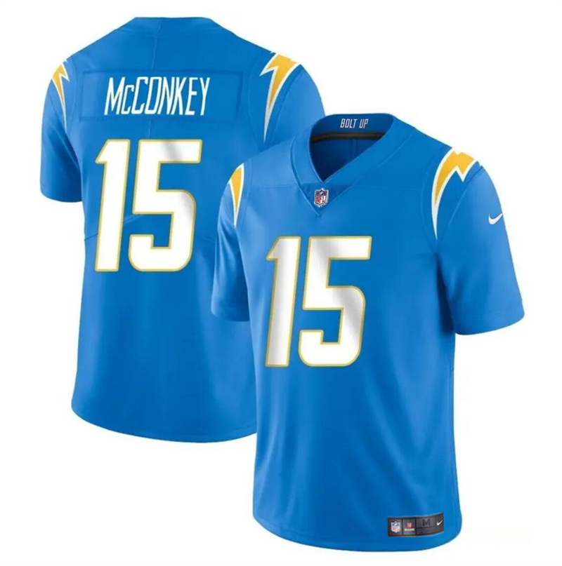 Youth Los Angeles Chargers #15 Ladd McConkey Light Blue 2024 Draft Vapor Limited Stitched Football Jersey