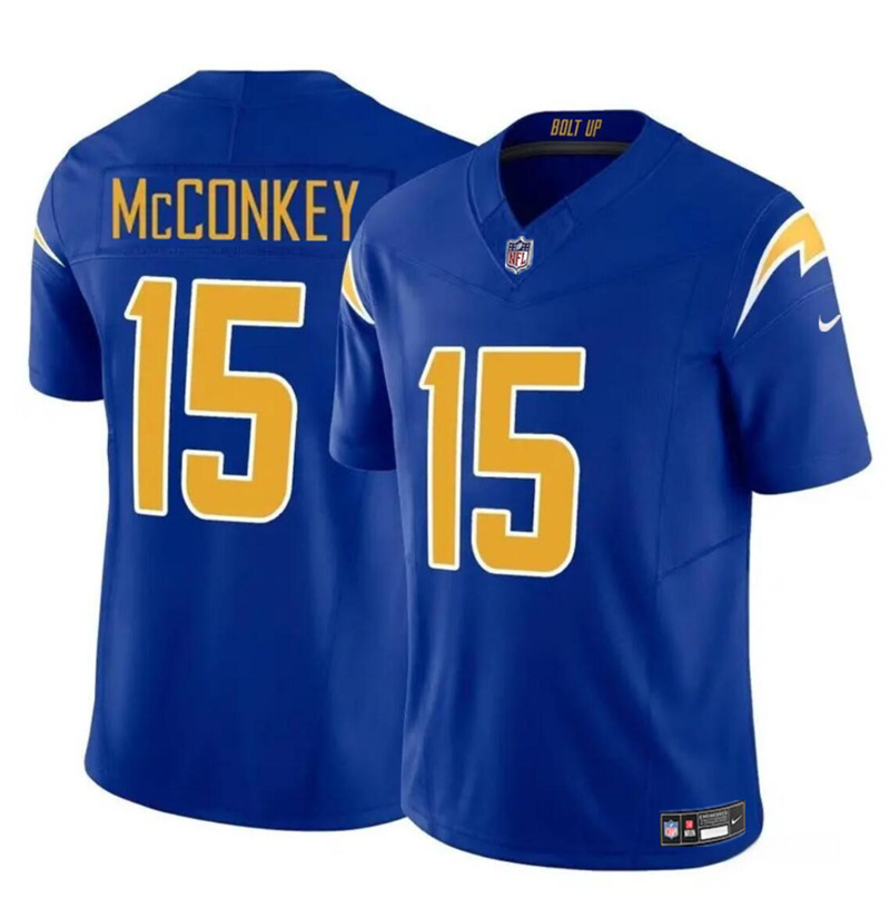 Youth Los Angeles Chargers #15 Ladd McConkey Royal 2024 Draft F.U.S.E Vapor Limited Stitched Football Jersey