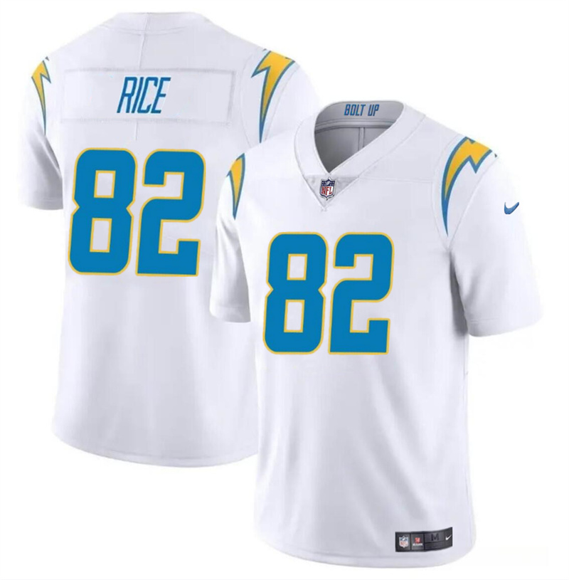 Youth Los Angeles Chargers 82 Brenden Rice White 2024 Draft Vapor Limited Stitched Football Jersey